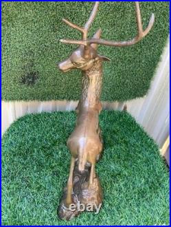 Antique Stag /Deer Brass Statue Large & Very Heavy Rare $540 Free Postage