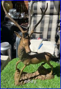 Antique Stag /Deer Brass Statue Large & Very Heavy Rare $540 Free Postage