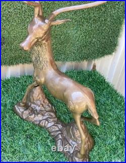 Antique Stag /Deer Brass Statue Large & Very Heavy Rare $540 Free Postage