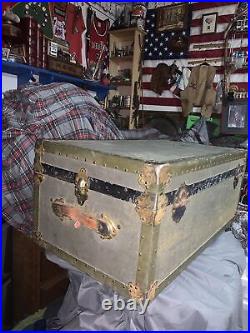 Antique Steamer Trunk Very Rare Long Lock Pat APLD For Trunk Lock. Military