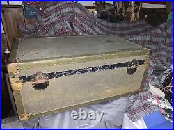 Antique Steamer Trunk Very Rare Long Lock Pat APLD For Trunk Lock. Military