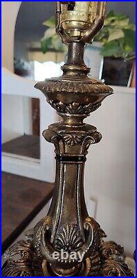 Antique Table Lamp Chandelier Style Brass, Marble & Crystals. Very Rare