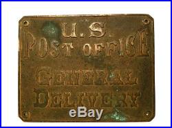 Antique U. S. Post Office General Delivery Brass Postal History 1860-90 VERY RARE