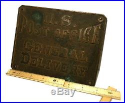 Antique U. S. Post Office General Delivery Brass Postal History 1860-90 VERY RARE