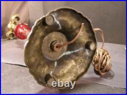 Antique VERY RARE HA Best RED Cut Glass Bronze Gilt Table Lamp Light Fixture WOW