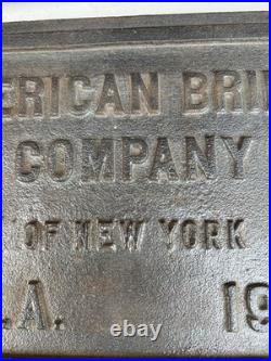 Antique Very RARE 1906 American Bridge Company Bridge Plaque