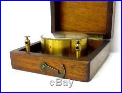 Antique Very Rare 1850 Continental Galvanometer Ammeter Brass & Oak Wooden