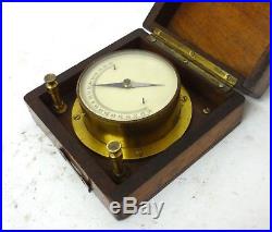 Antique Very Rare 1850 Continental Galvanometer Ammeter Brass & Oak Wooden