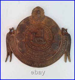 Antique Very Rare Argentina Solid Plaque Safe Plate First Prize Paris 1889 Sign