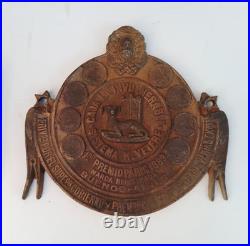 Antique Very Rare Argentina Solid Plaque Safe Plate First Prize Paris 1889 Sign