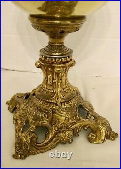 Antique Very Rare C. PARKER Working Oil Lamp Banquet / Parlor Lamp with Globe