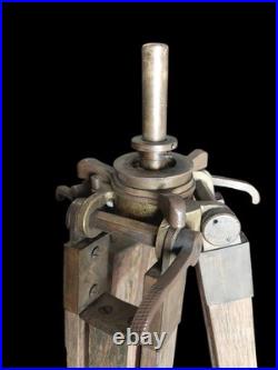 Antique Very Rare Carl Zeiss Military Tripod Brass & Wood