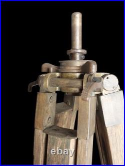 Antique Very Rare Carl Zeiss Military Tripod Brass & Wood