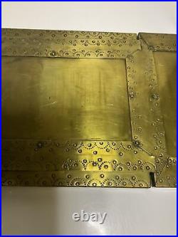 Antique Very Rare Folding Embossing Metallic Brass Book Ends, Shelf, Desk Top