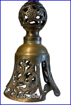 Antique Very Rare Japanese Brass Shokudai Temple Unique Design Candleholder