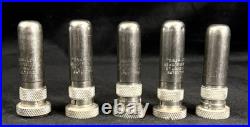 Antique Very Rare Set of 5 New SCM Company Brass Nickel Tire Valve Stem Covers