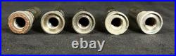 Antique Very Rare Set of 5 New SCM Company Brass Nickel Tire Valve Stem Covers