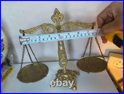 Antique Very Rare Small Scale Beam Scales Wrought Iron Brass Beautiful