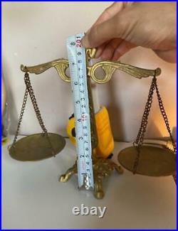 Antique Very Rare Small Scale Beam Scales Wrought Iron Brass Beautiful