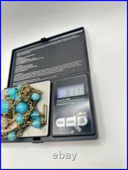 Antique Victorian BF & Co. Blue Glass Woman Necklace 36 Signed VERY RARE READ