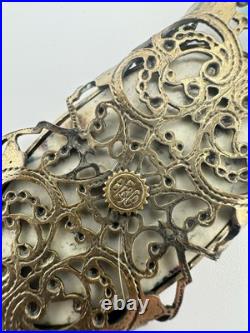 Antique Victorian BF & Co. Blue Glass Woman Necklace 36 Signed VERY RARE READ