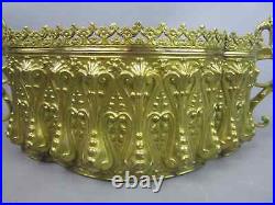 Antique Victorian Large Sheet Brass Jardinière & Liner 1890s Very Rare