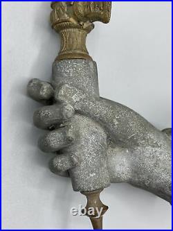 Antique Victorian Ornate Lady's Hand Metal & Brass Gas Valve Very Rare