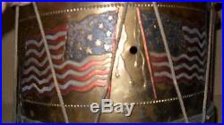 Antique Vintage 13 Star Flag Brass And Wood Field Drum From 1890's Very Rare