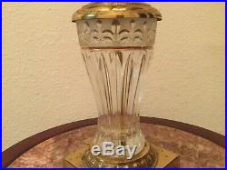 Antique Vintage Heavy Brass Glass French Style Table Lamp Very Rare