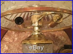 Antique Vintage Heavy Brass Glass French Style Table Lamp Very Rare