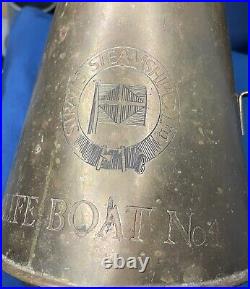 Antique Vintage Very Old Straits Steamship Co Brass Megaphone LifeBoat no. 4 Rare