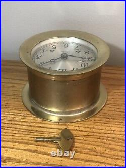 Antique Vtg Chelsea Ships Bell 5.5 Key Works Brass Original Sn#598125 Very-rare