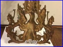 Antique cast brass coat hat hanger very old and nice rare probably one of one