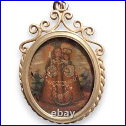Antique very rare double devotional medallion Spanish Colonial 18 Th 19 Th
