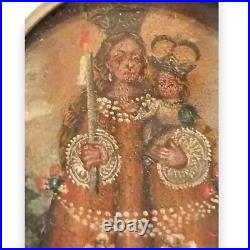 Antique very rare double devotional medallion Spanish Colonial 18 Th 19 Th