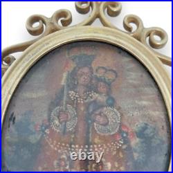 Antique very rare double devotional medallion Spanish Colonial 18 Th 19 Th