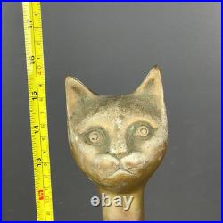 Antiques Brass Casting Art Sculpture Cat Home Decor Very Large 40cm Tall Rare