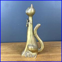 Antiques Brass Casting Art Sculpture Cat Home Decor Very Large 40cm Tall Rare