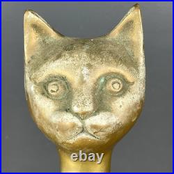Antiques Brass Casting Art Sculpture Cat Home Decor Very Large 40cm Tall Rare