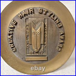 Art Deco Mansfield Beauty Academy Hair Styling Award brass 12 large VERY RARE