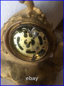 Art Nouveau French Brass Clock For Restoration Cupid And Owl Very Rare Buy Me