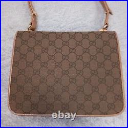 Authentic Vintage Gucci Interlocking Shoulder Handbag Brown Very RARE