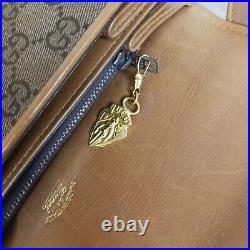 Authentic Vintage Gucci Interlocking Shoulder Handbag Brown Very RARE