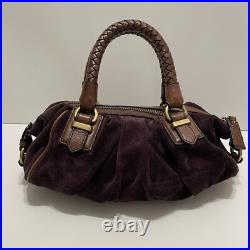 BANANA REPUBLIC Hobo MED Satchel Bag Purple Suede Braided Handle EUC Very RARE
