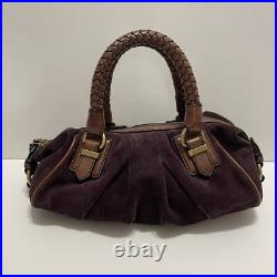 BANANA REPUBLIC Hobo MED Satchel Bag Purple Suede Braided Handle EUC Very RARE