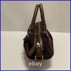 BANANA REPUBLIC Hobo MED Satchel Bag Purple Suede Braided Handle EUC Very RARE