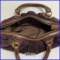 BANANA REPUBLIC Hobo MED Satchel Bag Purple Suede Braided Handle EUC Very RARE