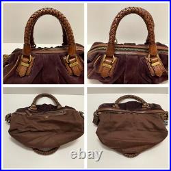 BANANA REPUBLIC Hobo MED Satchel Bag Purple Suede Braided Handle EUC Very RARE