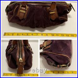 BANANA REPUBLIC Hobo MED Satchel Bag Purple Suede Braided Handle EUC Very RARE