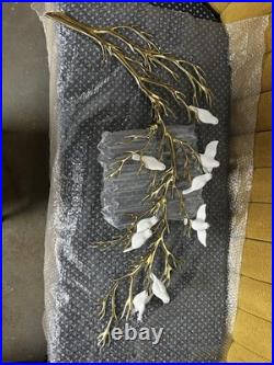BIJAN 1980 Brass Tree Porcelain Birds Tree Wall Sculpture signed VERY RARE